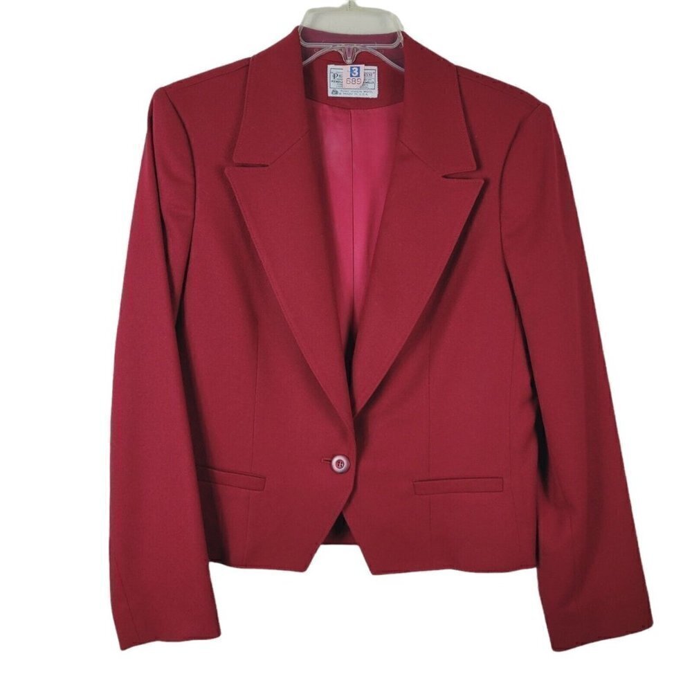 Vtg Pendleton Red Suit Blazer Sz 12 Fall Winter Wool Single Breasted Wool Mark